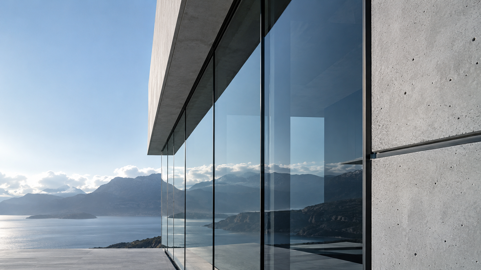 Architectural glazing and concrete joint illustration